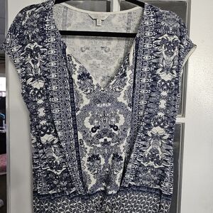 Lucky Brand Blue and White Patterned Women's Sleeveless Top! Size Sp!